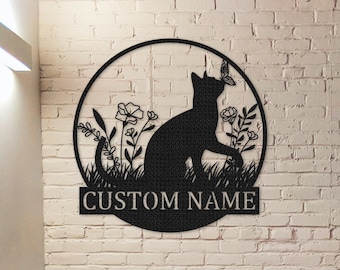 Cat Memorial Sign,Custom Cat Name Sign,Pet Loss Gift,Pet Lover Gift,Cat Garden Decor,Wall Hanger,Personalized Cat Wall Art,Pet Sympathy Gift