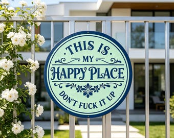 This Is My Happy Place Metal Sign – Rustic Farmhouse Decor, Carbon Steel (Indoor/Outdoor)