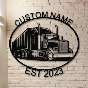 Custom Truck Sign Name,Truck Wall Art,Truck Decor,Garage Decor,Personalized Truck Metal Sign,Outdoor Decor,Men Cave Sign,Work Shop Decor