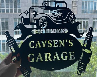 Custom Garage Metal Sign, Personalized Workshop Wall Art