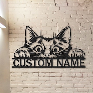 Cat Metal Sign,Cat Wall Art,Custom Cat Name Sign,Pet Lover Gift,Personalized Cat Sign,Cat Wall Decor,Room Decoration,Indoor Decor