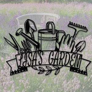 Custom Garden Sign,Personalized Garden Metal Sign,Garden Wall Art,Garden Decor,Gardener Name Sign,Gardening Gifts,Metal Yard Decor