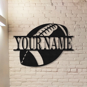Fußball-Zeichen, kundenspezifisches Fußball-Metallschild, Fußball-Namensschild, Metall Fußball-Zahlen-Schild, personalisiertes Geschenk, Hauptdekor