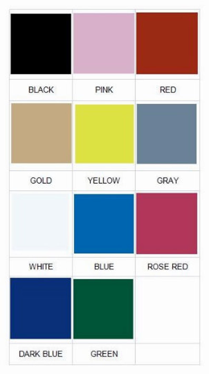 Peut inclure: Un nuancier de 12 couleurs diff&eacute;rentes, dont le noir, le rose, le rouge, l'or, le jaune, le gris, le blanc, le bleu, le rouge ros&eacute;, le bleu fonc&eacute; et le vert.