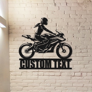 Personalized Woman Motorcycle Metal Sign,Custom Motorcross Metal Art,Metal Garage Sign,Motorbike gifts for Women,Motorcycle gift