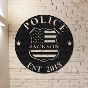 Police Sign for Home,Metal Police Wall Art Personalized,Police Officer Gift for Men,Police Gift,Police Decor,Last Name Sign,Family Name Sign