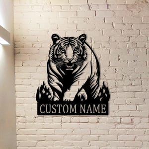 Tiger Metal Wall Art,Custom Tiger Sign,Personalized Home Wall Art,Cabin Decor,Metal Tiger Wall Decoration,Housewarming Gift,Tiger Lover gift