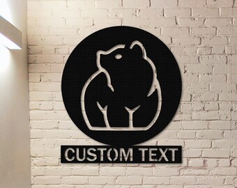 Custom Bear Metal Sign,Bear Wall Art,Cute Bear Sign,Bear Monogram Sign,Personalized Bear Wall Decor,Bear Room Decor,Indoor Outdoor Decor
