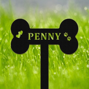 Custom Dog Bone Metal Garden Stake,Paw Prints Plaque,Pet Memorial Sign,Personalized Dog Loss Gift,Grave Marker for Loss of Pet,Dog Mom Gift
