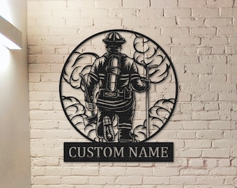 Letrero metálico personalizado para bombero, arte mural para bomberos, decoración de pared para bomberos, regalo para bomberos, regalo para personal de primeros auxilios, departamento de bomberos, regalo para el Día del Padre