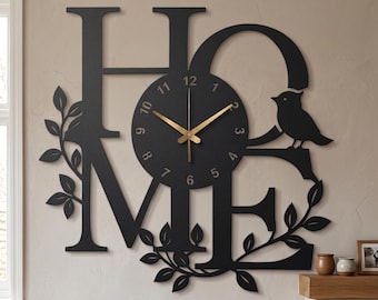 Metal Wall Clock For New Home, Rustic Wall Decor, Silent Clock, Thanksgiving Gift, Christmas Gift