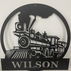 Custom Train Metal Sign Name,Railroad Sign,Personalized Railway Wall Art for Train Room Decor,Train Sign For House Decor,Housewarming Gift
