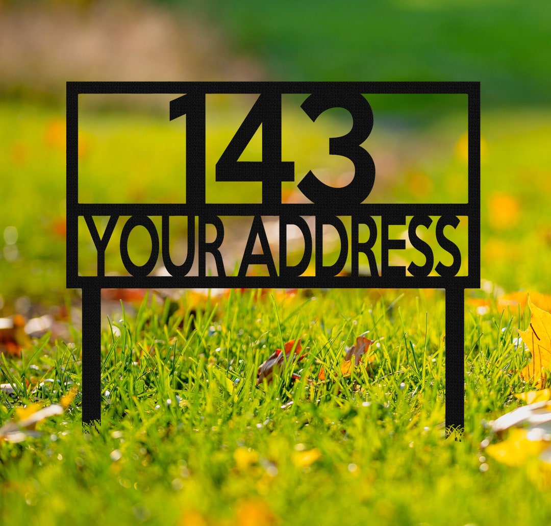 Lawn Address Metal Sign With Stakes,custom Home Number Sign,patio Decor,personalized Street