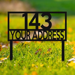 Lawn Address Metal Sign with Stakes,Custom Home Number Sign,Patio Decor,Personalized Street Address Sign,Metal House Address,Mailbox Sign