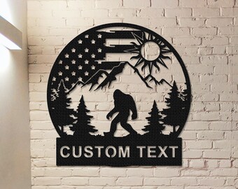 Gepersonaliseerde Big Foot Metal Sign, Bigfoot Mountain Sign, Custom Metal Sasquatch, Bigfoot Yard Decor, Bigfoot Yard Art, Yeti Sign, Campers Decor
