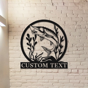 Sturgeon Fish Metal Sign,Fishing Gifts for Men,Personalized Fishing Wall Art,Fisherman Gift,Fish Metal Name Sign,Bass Fishing Metal Monogram