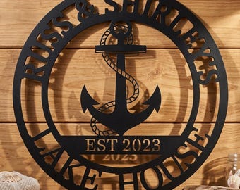 Anchor Monogram Sign,Custom Marine Metal Art,Sailor Name House Sign,Nursery Decor,Personalized Last Name Sign,Room Decor,Nautical Lovers