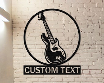 Guitar Metal Sign,Custom Guitar Name Sign,Guitar Player Gift, Band Room Decor,Musical instrument Sign,Music Studio Sign,Guitar Monogram