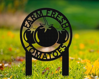 Tomato Garden Sign With Stake,Personalized Garden Metal Sign,Custom Vegetable Garden Stakes Sign, Tomato Gardener gift,Tomato Yard Sign
