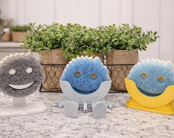 Scrub Daddy or Scrub Mommy Sponge Holder Pad – Kitchen Sink Organizer – 3 Style Options – Gift for Home Cleaning Lovers - 3D printed