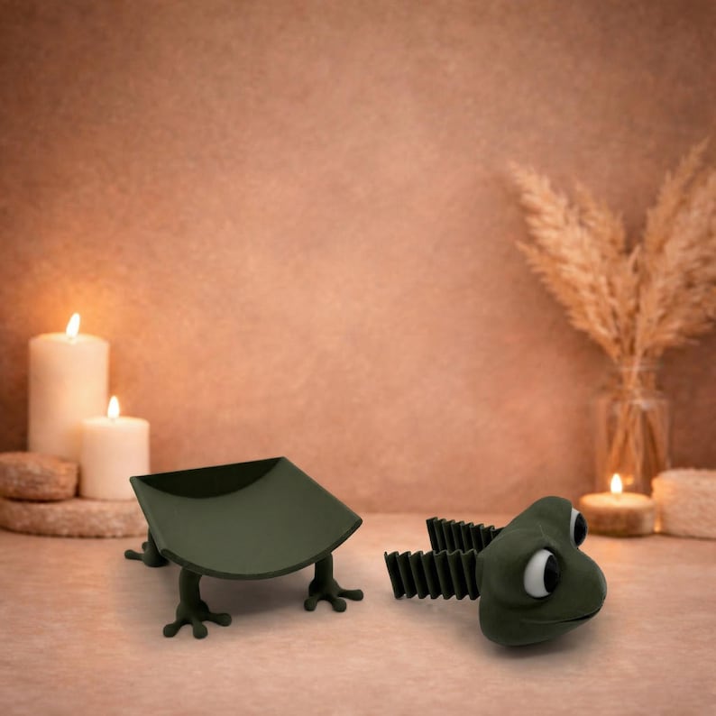 Frog Toilet Paper Holder, Funny Farmhouse Bathroom Decor, Cute Frog Bathroom Accessory, Unique Roll Holder, Animal Bathroom Organizer image 4