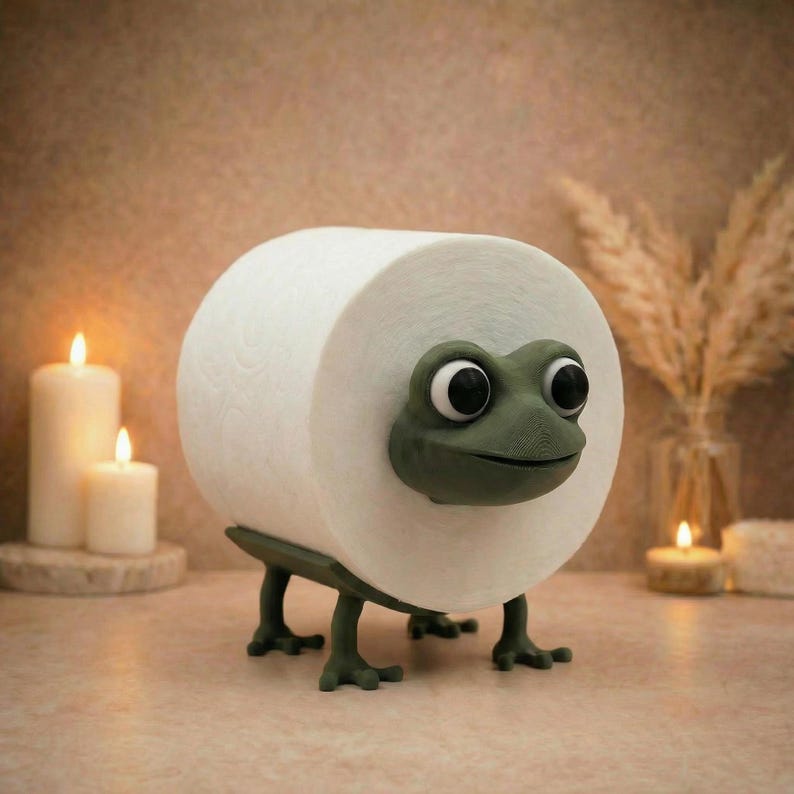 Frog Toilet Paper Holder, Funny Farmhouse Bathroom Decor, Cute Frog Bathroom Accessory, Unique Roll Holder, Animal Bathroom Organizer 1 Frog