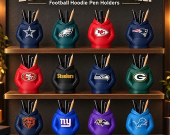 NFL Football Hoodie Pen Holder, 3D Printed Team Desk Organizer, Pencil Cup, Football Fan Gift, Office Decor, Gift for Dad and Friends