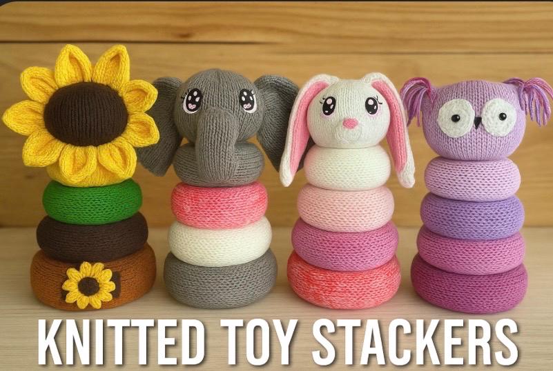 Bunny Toy Stacker PDF Pattern, Circular Knitting Addi King or Sentro 48 ...