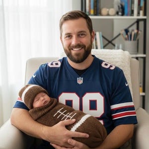 Knitting Machine Pattern, Football Newborn Cocoon and Helmet Hat (PDF Pattern)