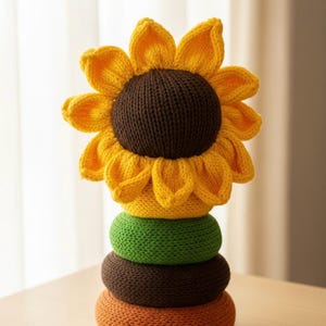 Knitting Machine Sunflower Toy Stacker Pattern, Addi King, Sentro 48 (PDF Pattern)