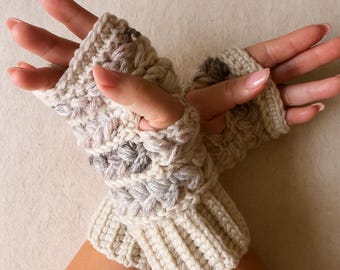 Crochet Wheat Stitch Fingerless Gloves Pattern: Easy PDF (Digital Download)