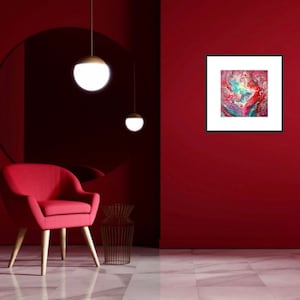 Wall art, Acrylic painting, art, modern,  abstract, reds, purples and blues, sparkles, home gift, original, metallics, love, nebula.