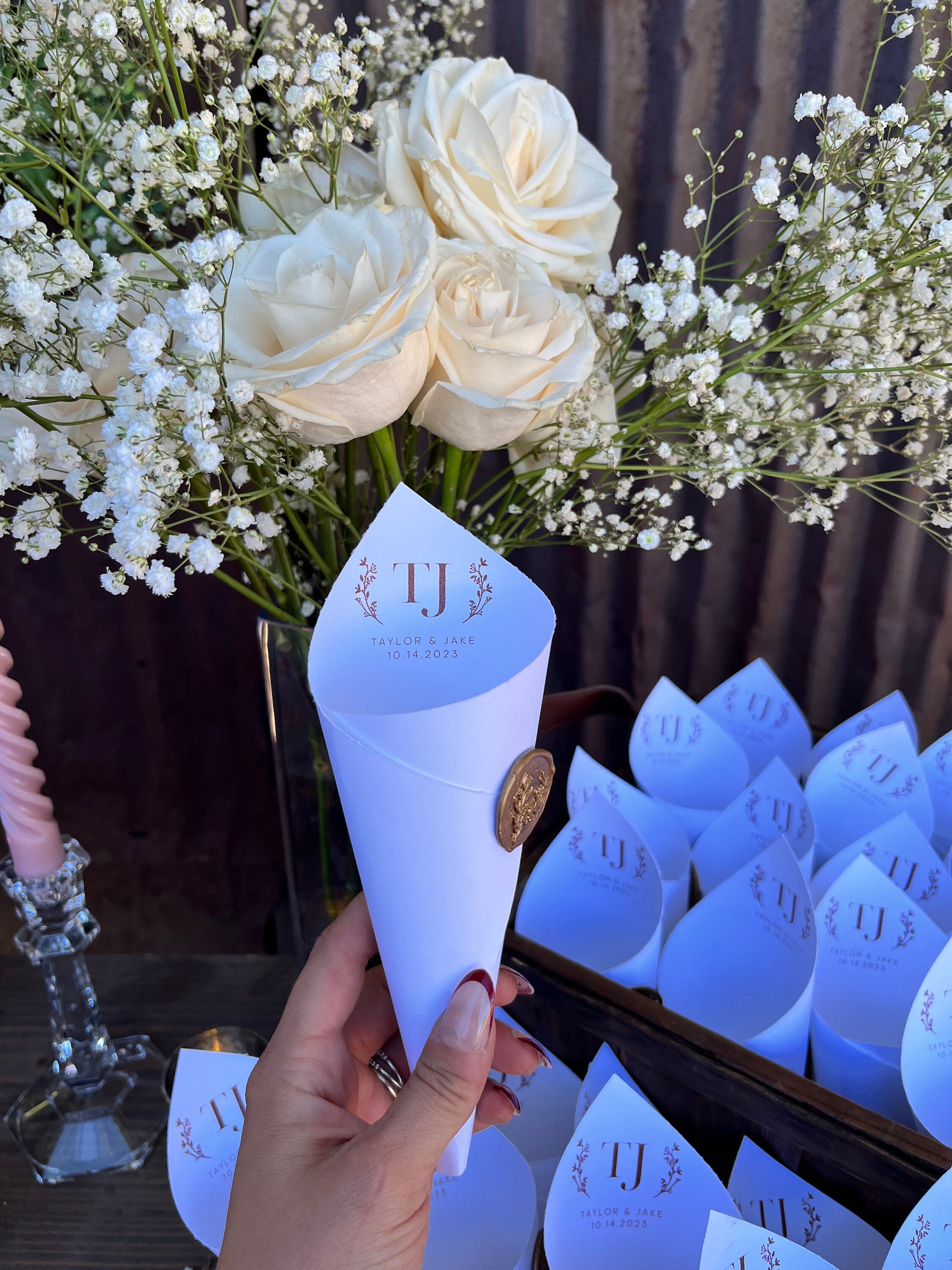 Flower Petal Cone Digital Template Including Petal Toss Sign DIY Petal