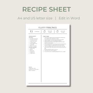 Receptkaart of boeksjabloon | Bewerkbaar en afdrukbaar | A4 en US Letter | Word-sjabloon