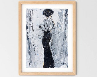 Time to socialise | Fine Art Print | Abstract lady at cocktail party | Giclée | Wall Art Decor