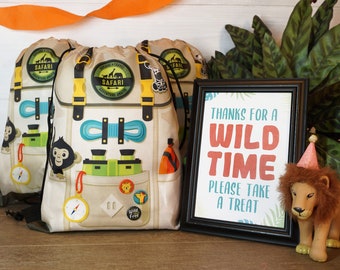 Safari Goodie Bags Tiersafari-Geschenktüten für Safari-Partygeschenke und Zoo-Partygeschenke, Dschungel-Themen-Geschenktüten, Dschungel-Süßigkeitstüten