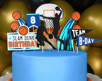 Basketball Cake Topper Set: Sports Birthday Party Decor, 16-Piece