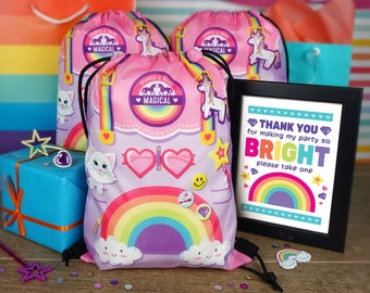 Unicorn Party Favor Bags: Rainbow Goodie Bags, Reusable Backpacks