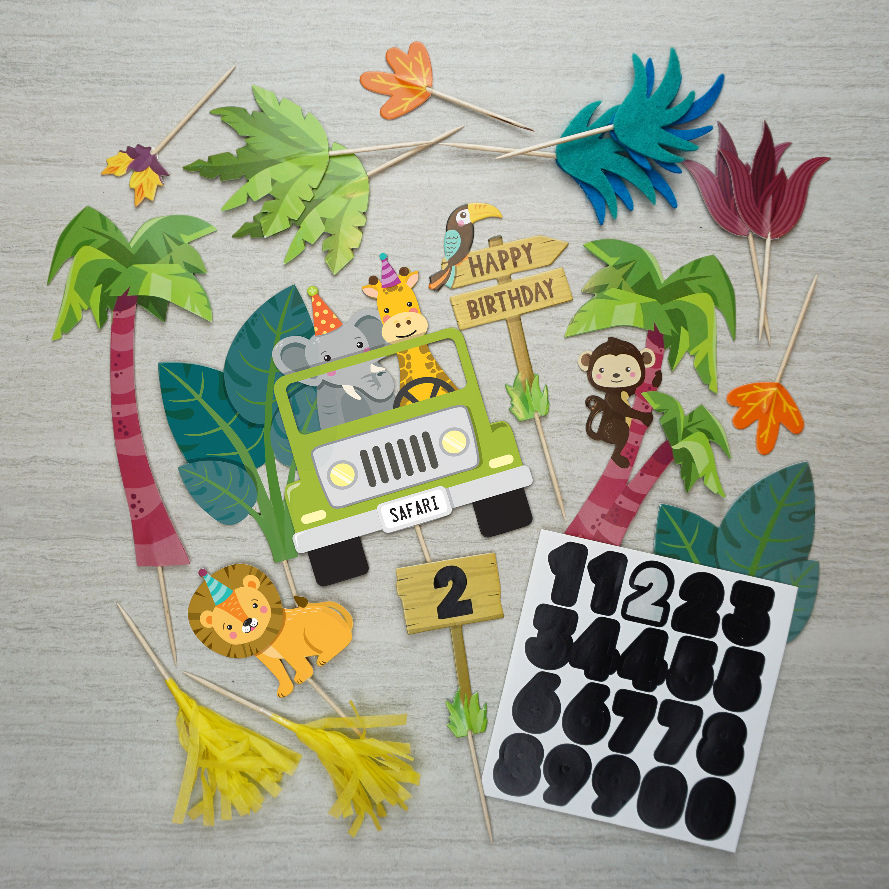 Safari Adventure Cake Topper - Jungle Animals Birthday Party Decor ...