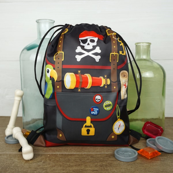 Sacs cadeaux pirates pour décorations de fête d'enfants, Sacs à dos pirates pour articles de fête d'anniversaire, Coffre au trésor de pirates