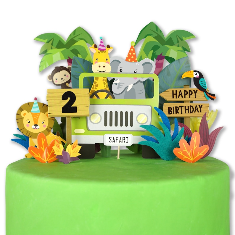 Safari Adventure Cake Topper Jungle Animals Birthday Party Etsy