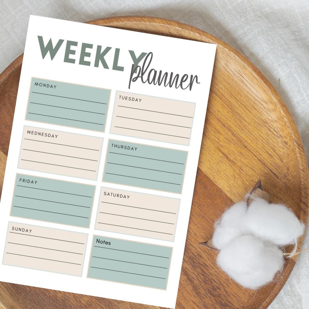Minimalist Sage Weekly Planner | Digital & Printable Download - Etsy