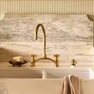 Victorian Brass Bridge Faucet, Unlacquered Brass Bridge Faucet, Vintage Faucet, Brass Faucet kitchen, Antique Faucet, Kitchen Faucet