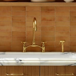 Victorian Brass Bridge Faucet, Unlacquered Brass Bridge Faucet, Vintage Faucet, Brass Faucet kitchen, Antique Faucet, Kitchen Faucet