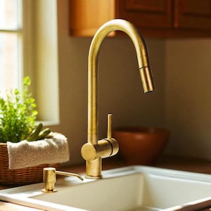 Unlacquered Solid Brass Kitchen Faucet, Kitchen Faucet, Pull Down Faucet, Pull Out Faucet, Brass Faucet Kitchen, Kitchen Sink Faucet