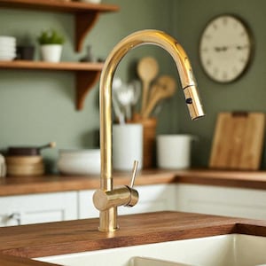 Unlacquered Solid Brass Kitchen Faucet, Kitchen Faucet, Pull Down Faucet, Pull Out Faucet, Brass Faucet Kitchen, Kitchen Sink Faucet