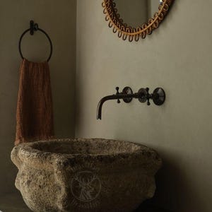 Solid Brass Wall Mounted Faucet, Unlacquered Brass Bathroom Faucet, Bath Faucet, Bathroom Vanity Sink Faucet