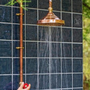 Unlacquered copper showerhead, outdoor shower head, rain showerhead, copper showerhead, rainfall shower, showerhead