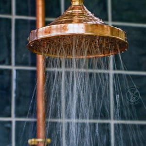 Unlacquered copper showerhead, outdoor shower head, rain showerhead, copper showerhead, rainfall shower, showerhead