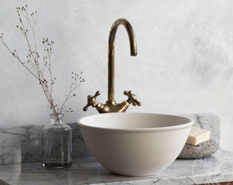 Badezimmer Wasserhahn, Schwanenhals Badezimmer Eitelkeit Massiv Messing Wasserhahn, Messing Küchenhahn, Unlackierter Messing Wasserhahn, Messing Badezimmer Wasserhahn